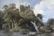 Thomas Girtin berry pomeroy castle,devon oil painting on canvas
